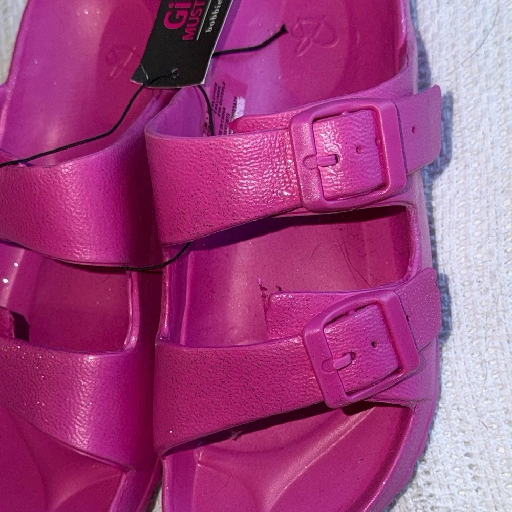 Bobbie Brooks Girls Pink EVA Double Buckle Slide Sandals Size L 2/3 New